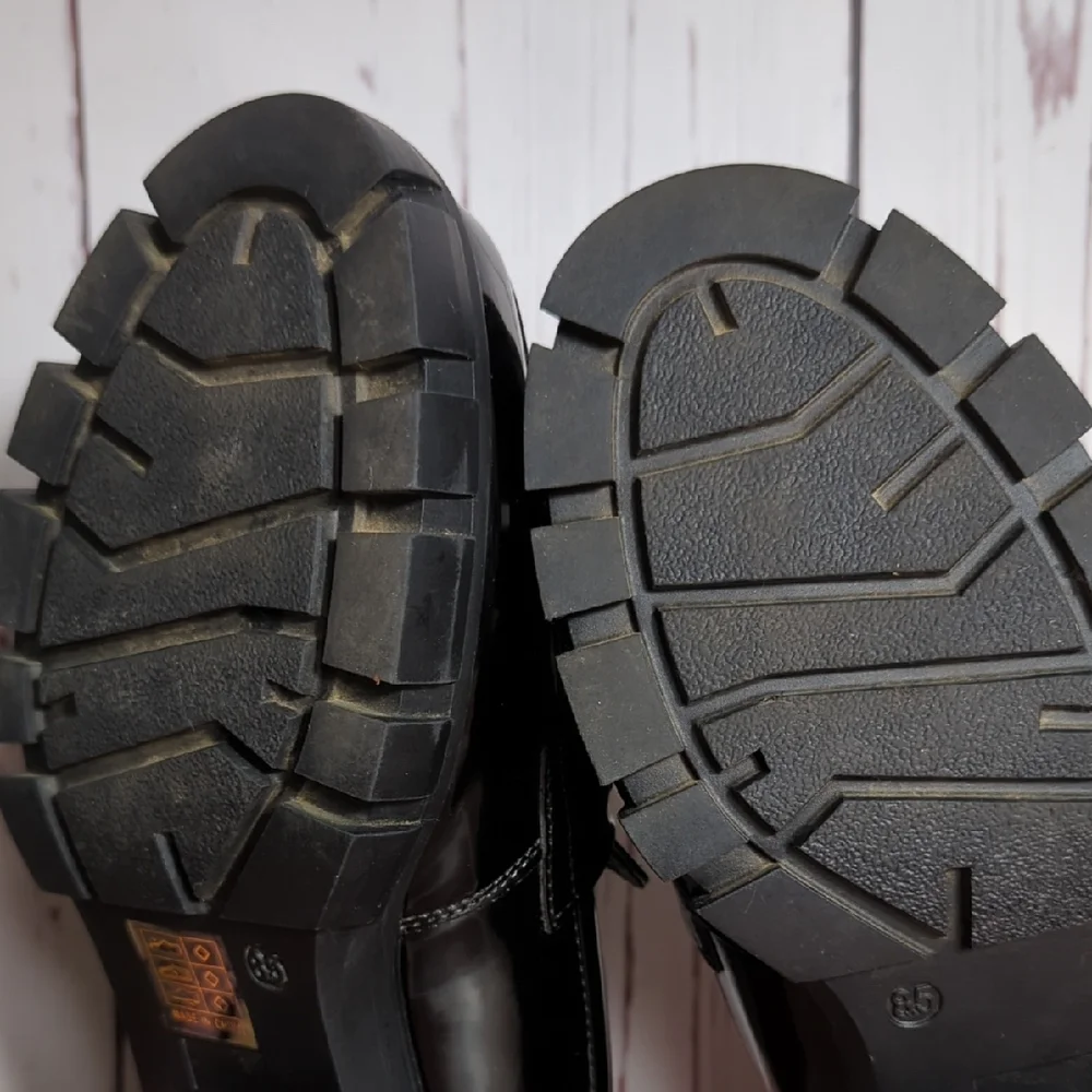 Dream Pairs Black Vegan Patent Leather Platform Loafers Chunky Lug Sole 8.5 7.5‎